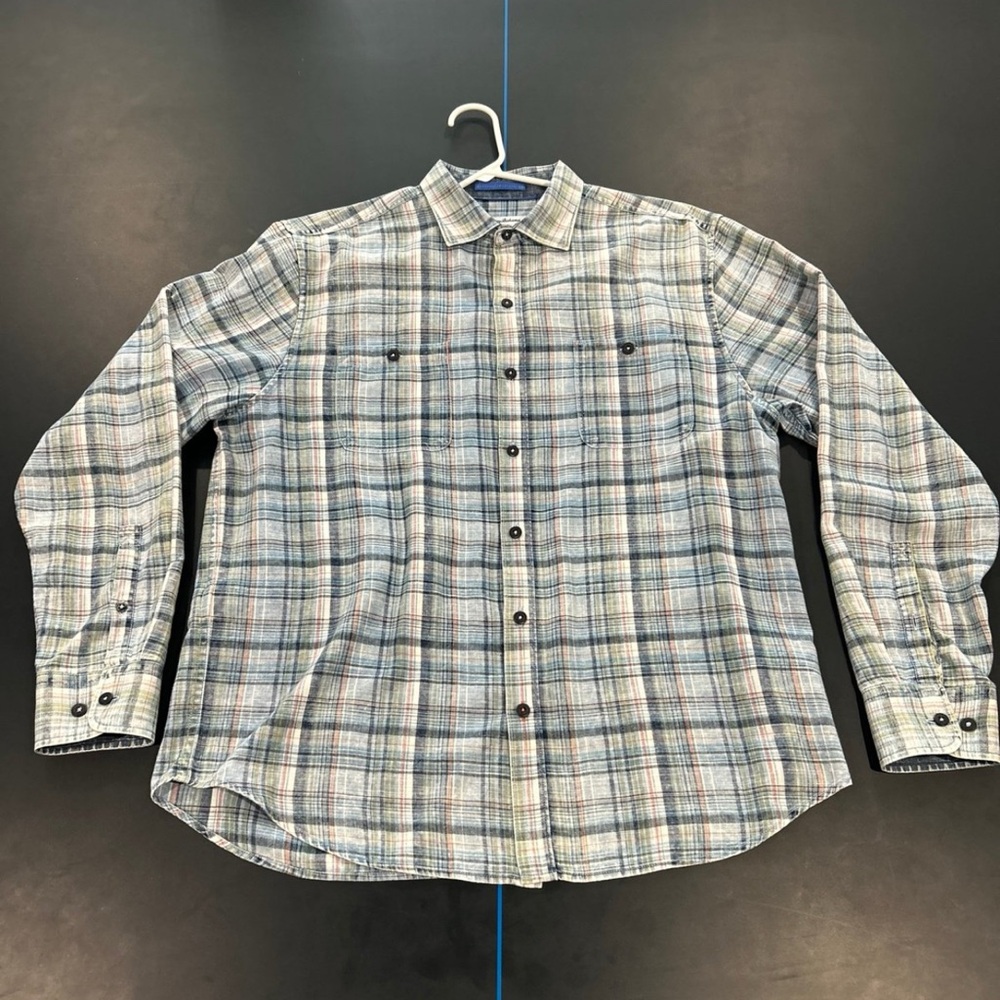 Tommy Bahama Mens Button Up Canberra Plaid Shirt Size Large Long Sleeve Pockets